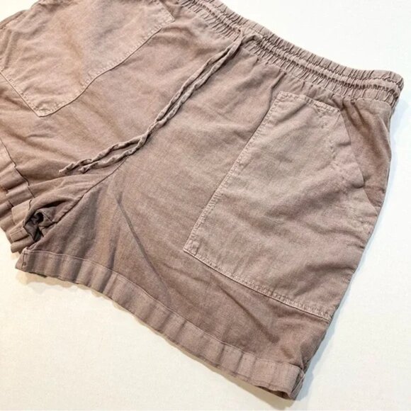 Universal Thread Linen Blend Shorts Taupe Drawstring Cuffed Hem, Size XXL - Picture 4 of 12